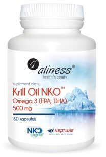 Krill Oil NKO Omega 3 z Astaksantyną, 500 mg 60 kapsułek  -  Aliness