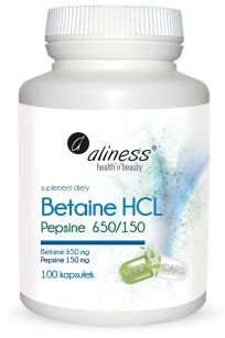 Betaina HCL + Pepsyna 650/150 mg x 100 kapsułek   -  Aliness