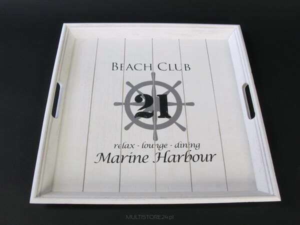 Tacka biała BEACH CLUB 21 WOOD ANTIC 44X30X7CM