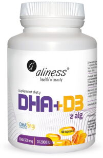 Omega DHA 300 mg z alg + D3 2000IU   Aliness