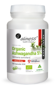 Organic Ashwagandha 5% KSM-66 200mg x 100 VEGE caps.  -  Aliness