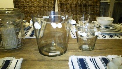 Lampion szklany z muszelkami Vase with sea shells