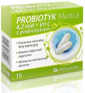 Probiotyk Medica 4,2 mld + VitC z prebiotykiem  Ainess Medica