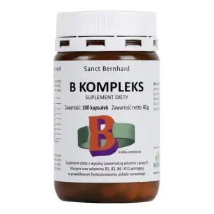 B kompleks 100 kaps. - niacyna, witaminy b1, b2, b6, b12