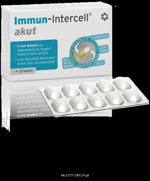 Immun-Intercell, witamina C, cynk, selen, witamina D, 10 szczepów bakterii - 20 kapsułek