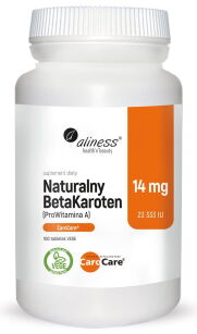 Naturalny BetaKaroten 14 mg (ProWitamina A) x 100 tab. vege -  Aliness
