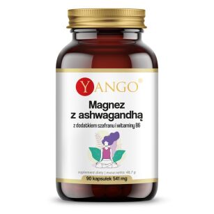 YANGO Magnez z ashwagandhą z dodatkiem szafranu i witaminy B6 - 90 kapsułek