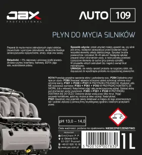 JAX PROFESSIONAL AUTO 109  od 1L do 5 L  - PŁYN DO MYCIA SILNIKÓW