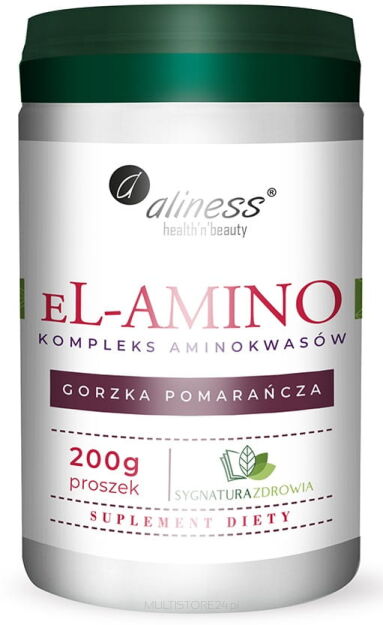 eL-AMINO Kompleks aminokwasów, pomarańcza, proszek 200 g  Aliness