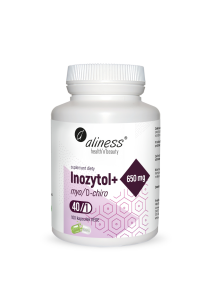 Inozytol myo/D-chiro, 40/1, 650 mg + b6 x 100 Vege caps  -  Aliness